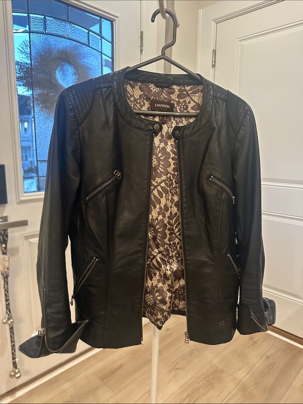 Danier Black Leather Jacket with Lace-Lined Interior - Women's